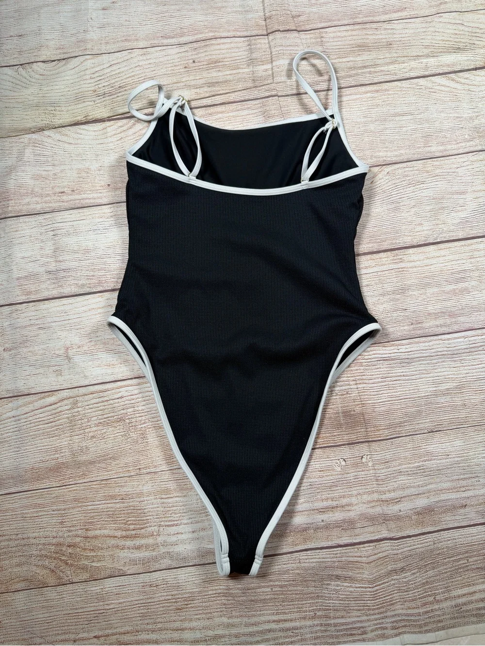 L'Academie Black One-Piece Swimsuit with White Trim